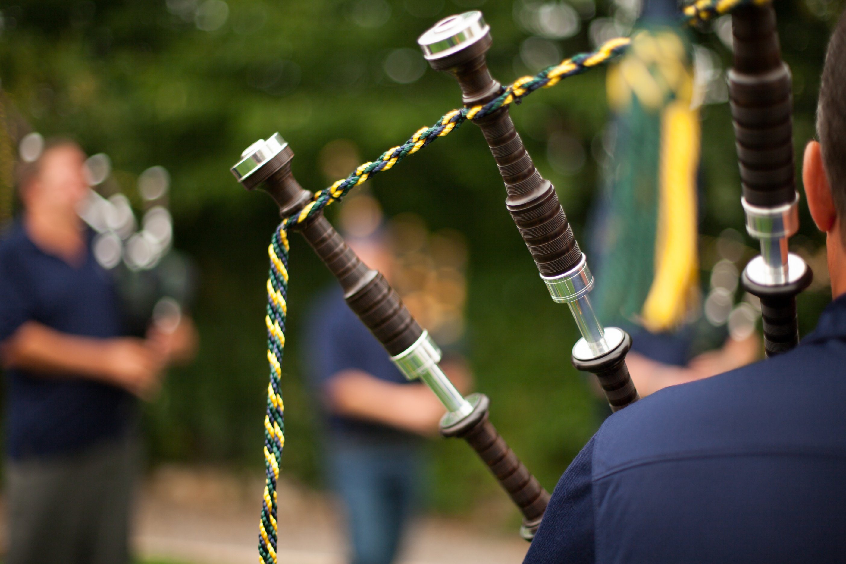 Drones From Back of Bagpiper